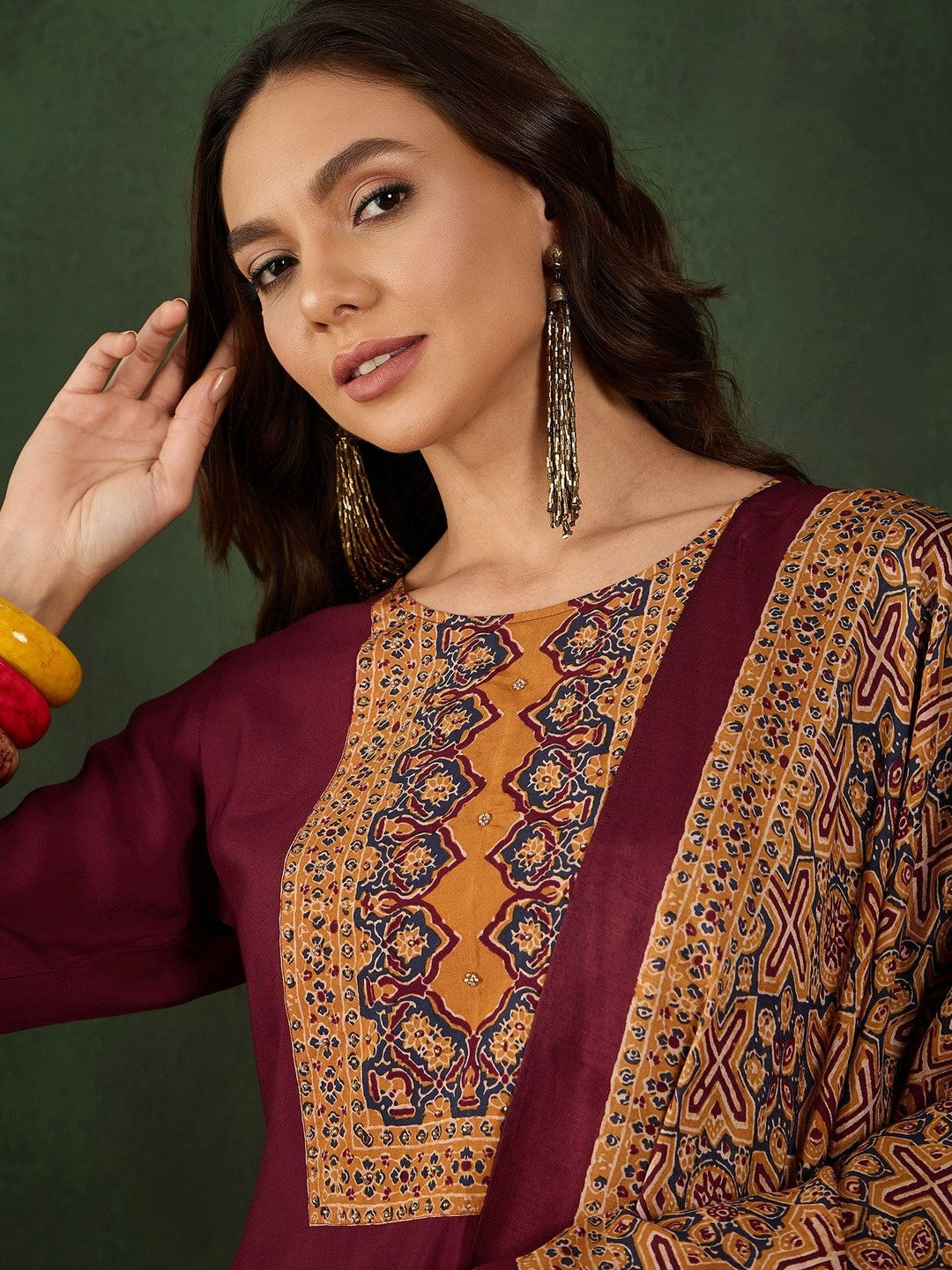 Printed Round Neck Kurta & Trousers Kurta Set