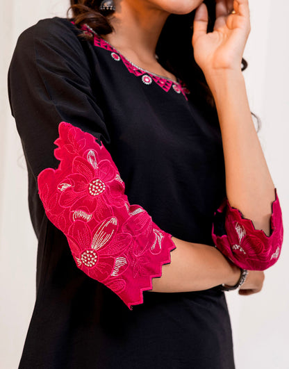 Purna Onyx embroidered Cotton Co-ord Set