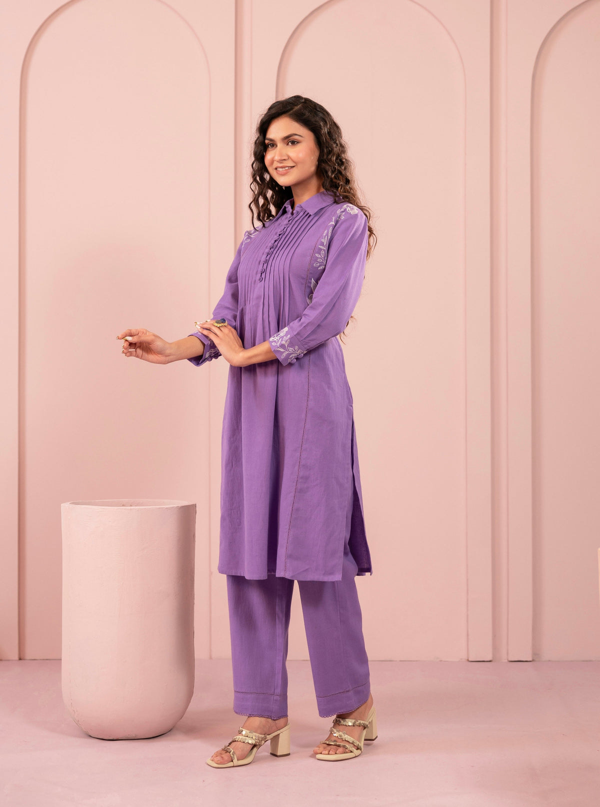 Purna Periwinkle Embroidery Kurta Co-ord Set