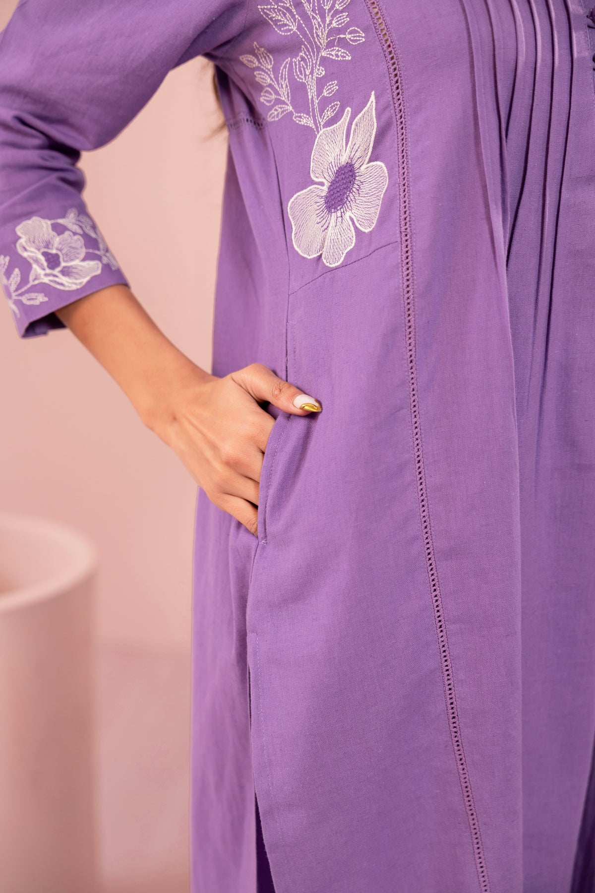 Purna Periwinkle Embroidery Kurta Co-ord Set