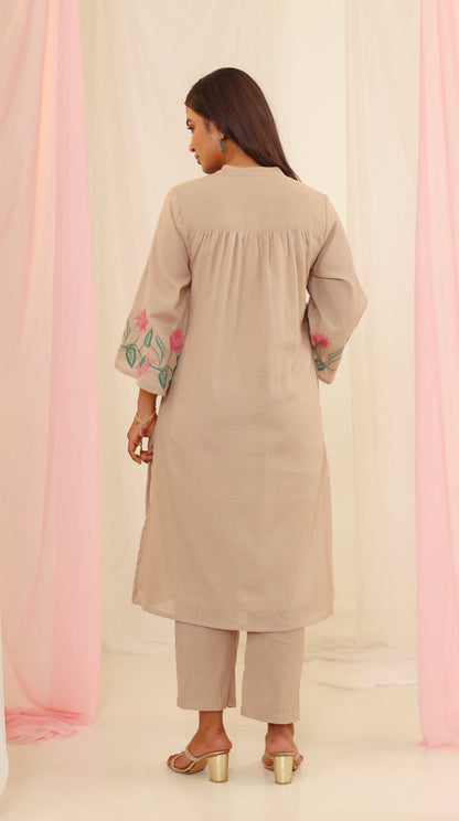Purna Mouse Embroidery Cotton co- ord Set
