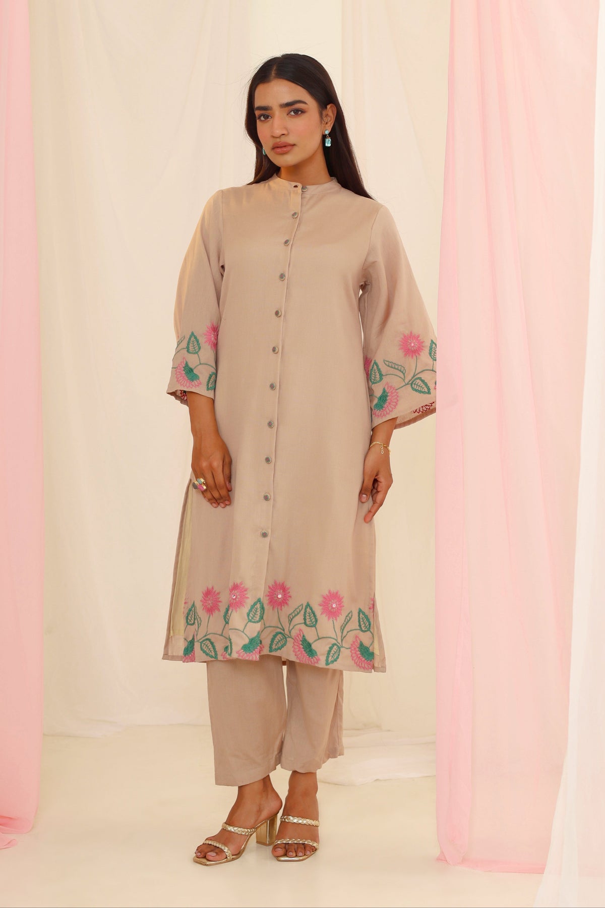 Purna Mouse Embroidery Cotton co- ord Set