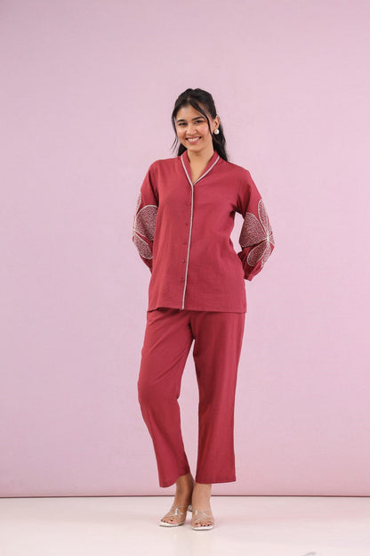 Raftar Rouge embroidery cotton co-ord set