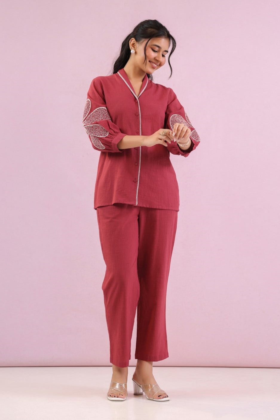Raftar Rouge embroidery cotton co-ord set