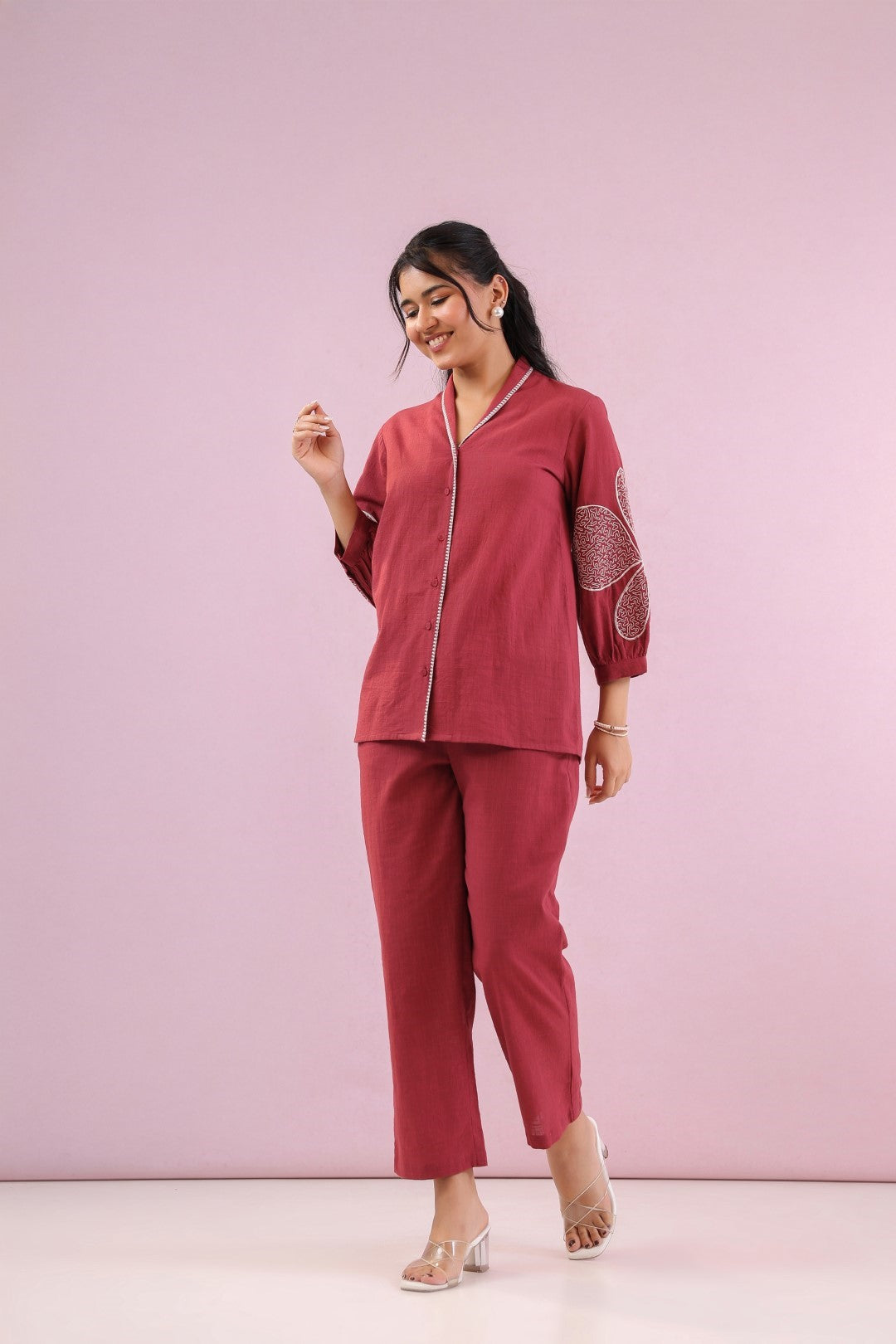Raftar Rouge embroidery cotton co-ord set