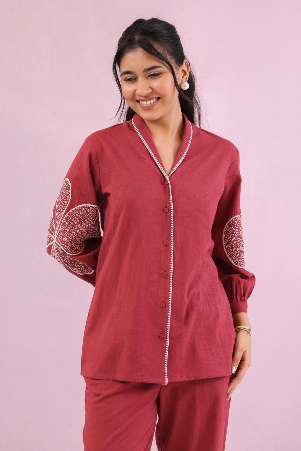 Raftar Rouge embroidery cotton co-ord set