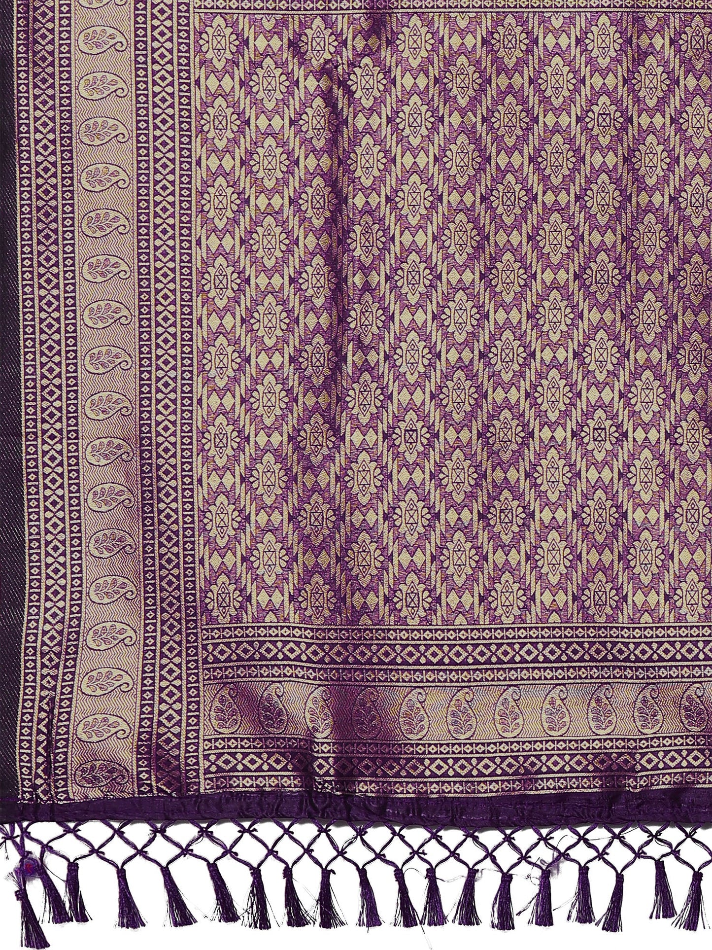 Women's Silk Blend Purple Woven Design Designer Saree With Blouse Piece