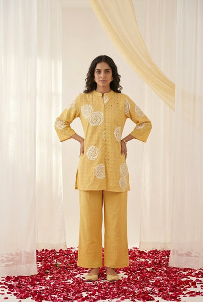 Swades canary schiffli Cotton co-ord set