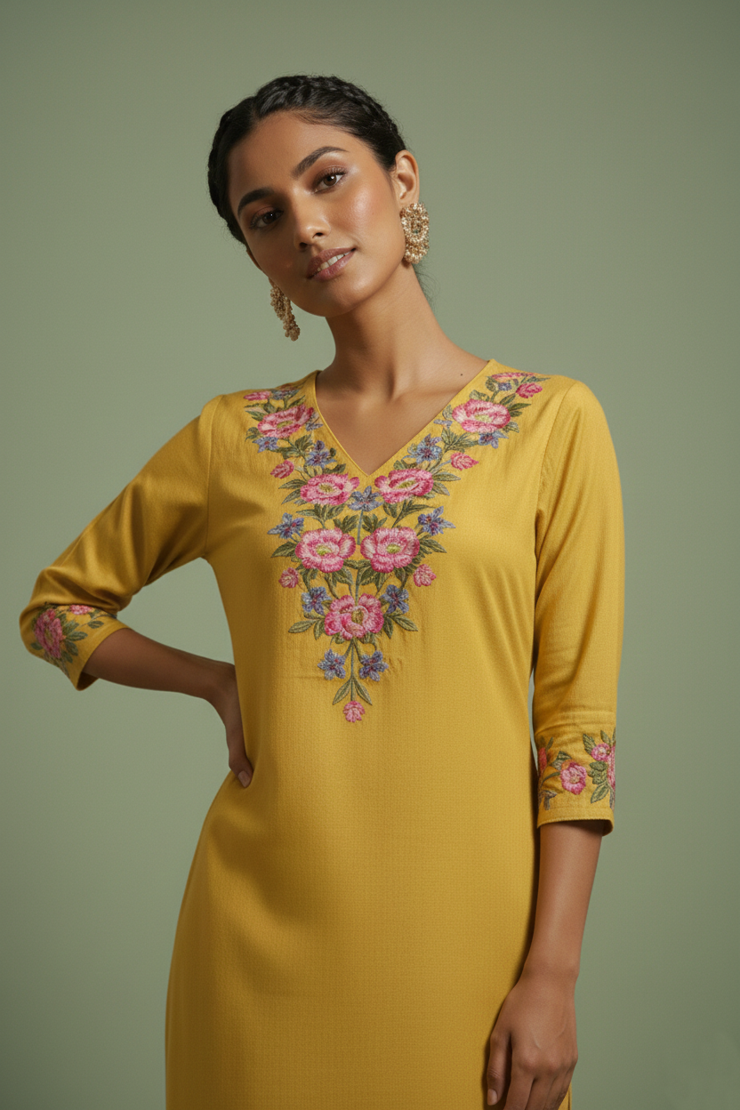 Chandri Wattle Embroidered Kurta Pant Set