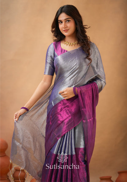 Dhiyona SS Regal Split Elegance Handloom Tissue Cotton Saree