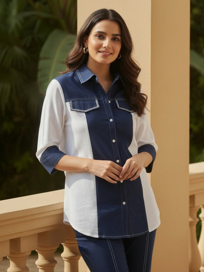 Ivanka mayablue cotton co-ord set