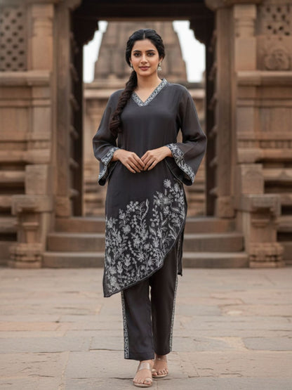 Kimaya jade full work fusion wear kurta pant set