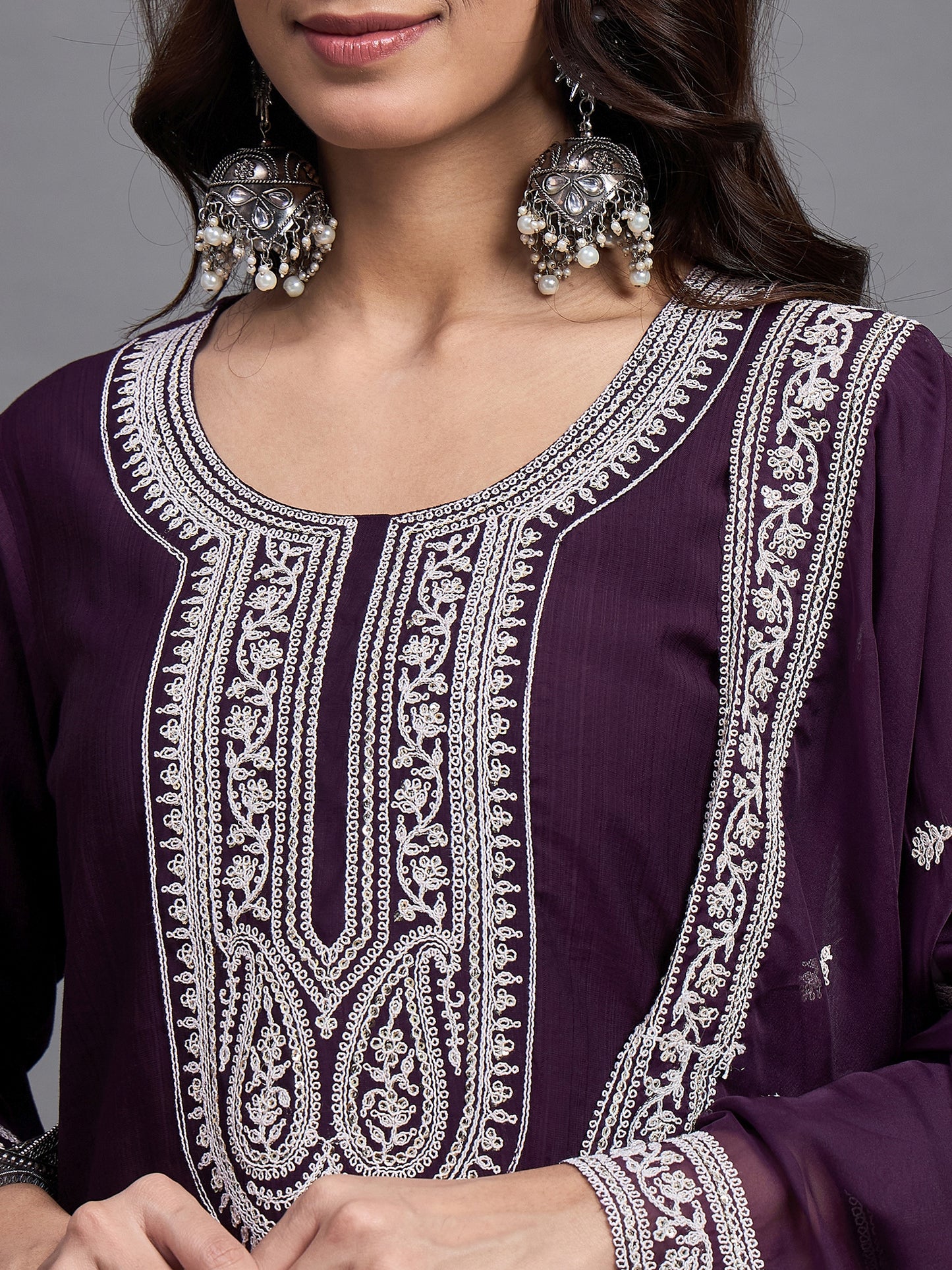 Women Embroidery A-Line Kurta And Pant set with Dupatta