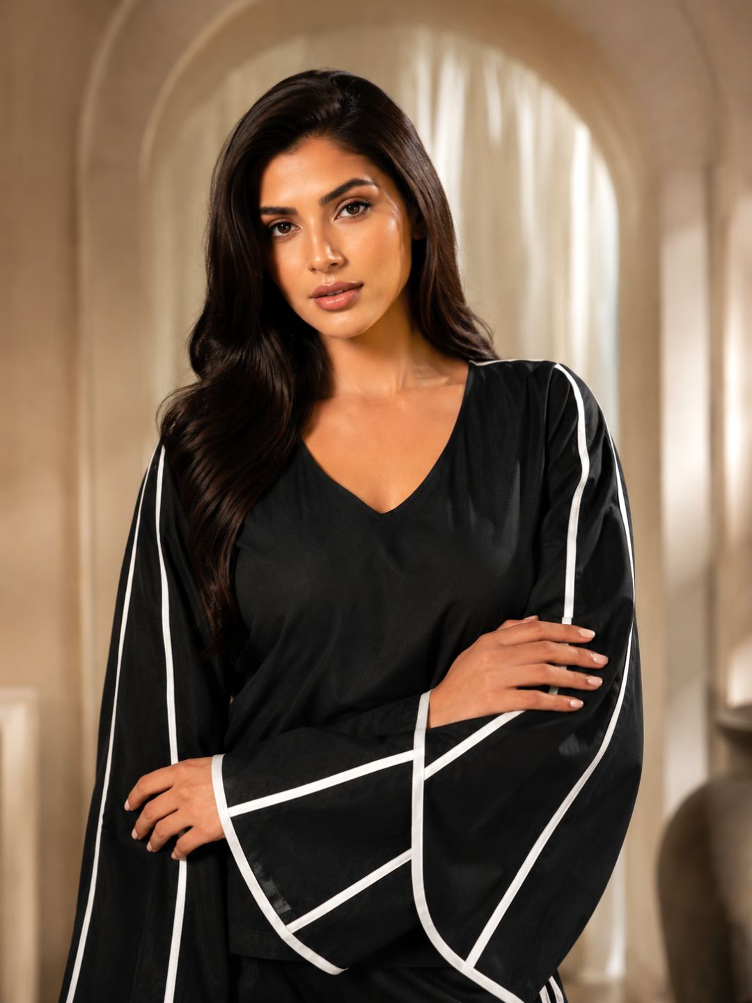 Soul Black Cape Sleeves Co-ord Set