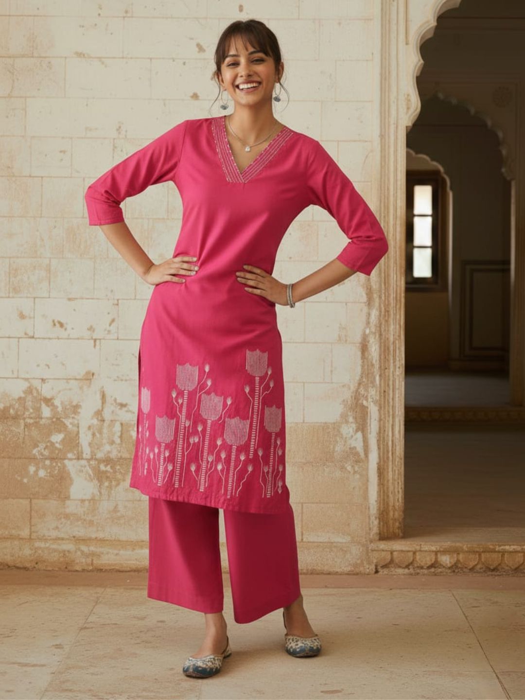 Swades rouge cotton co-ord set