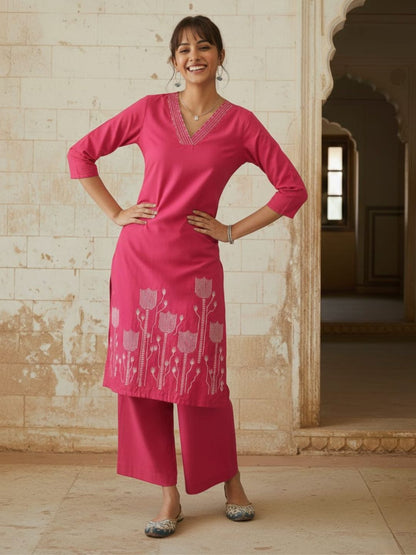 Swades rouge cotton co-ord set