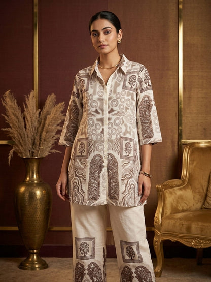 Akshara tan printed co-ord set