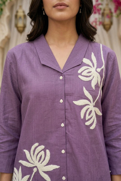 Sargi amethyst embroidery cotton co-ord set