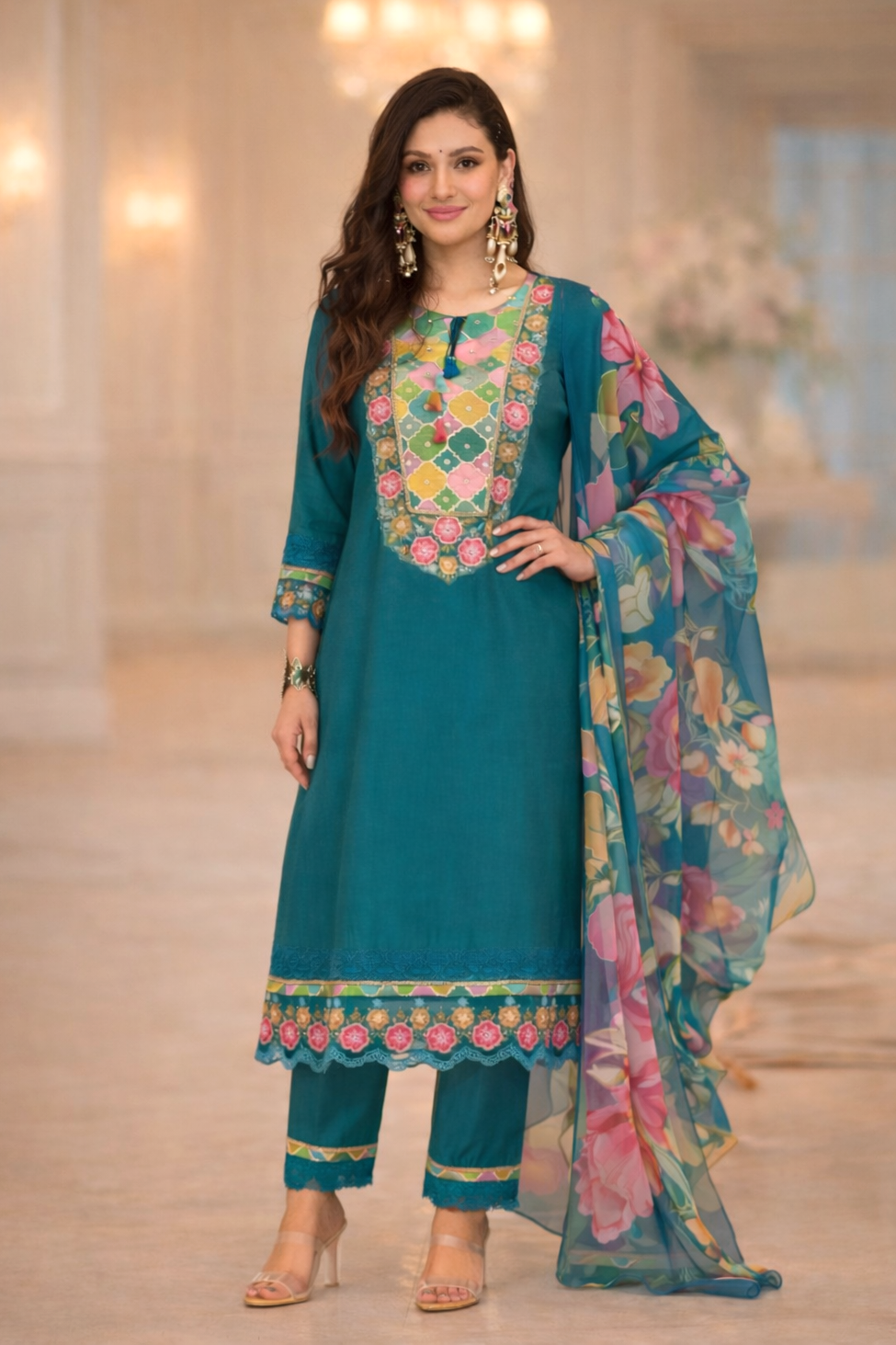 Nazia Peacock embroidery suit Set