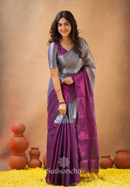 Dhiyona SS Regal Split Elegance Handloom Tissue Cotton Saree