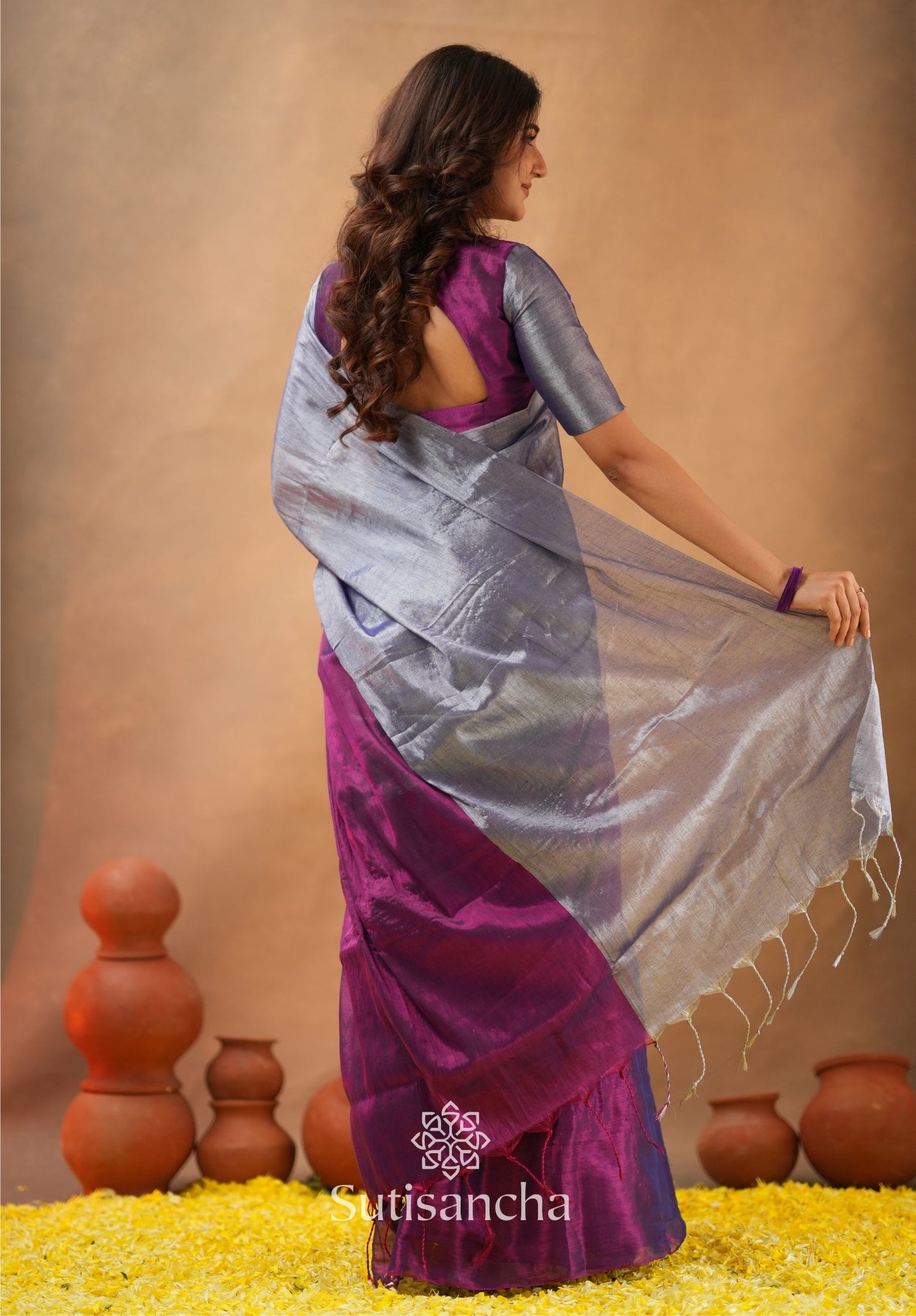 Dhiyona SS Regal Split Elegance Handloom Tissue Cotton Saree