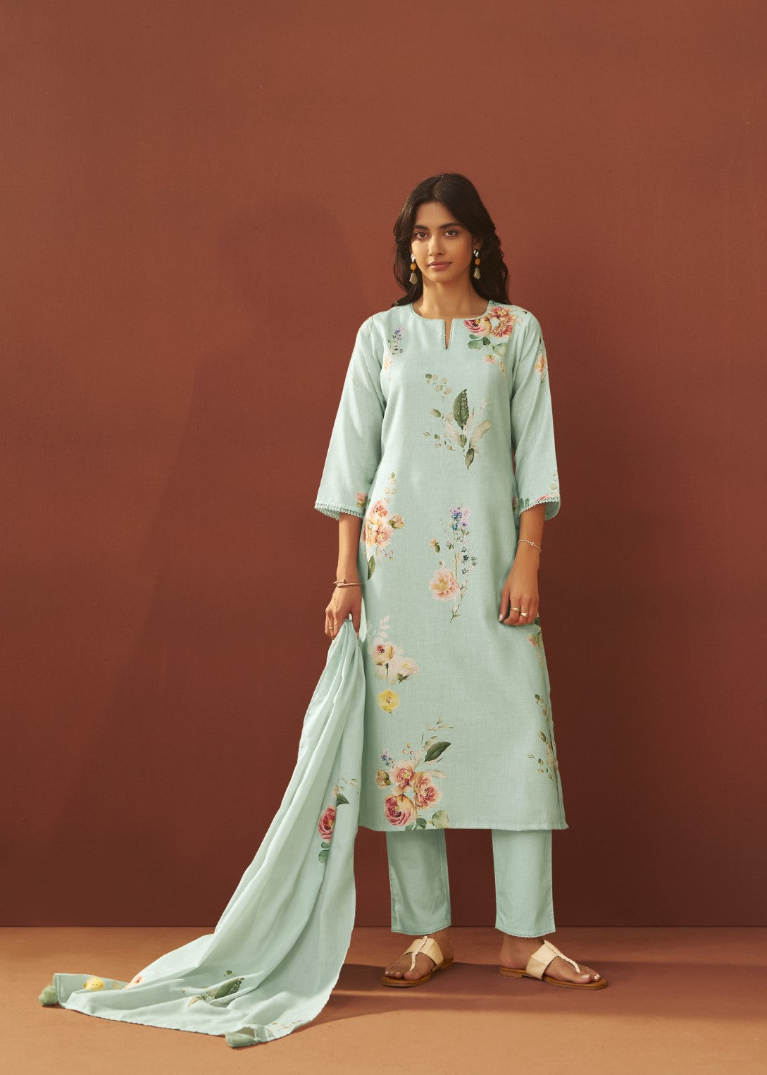 Itrh kelly printed cotton linen suit set