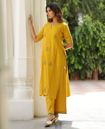 Vani Mustard Mul Cotton Kurta Set