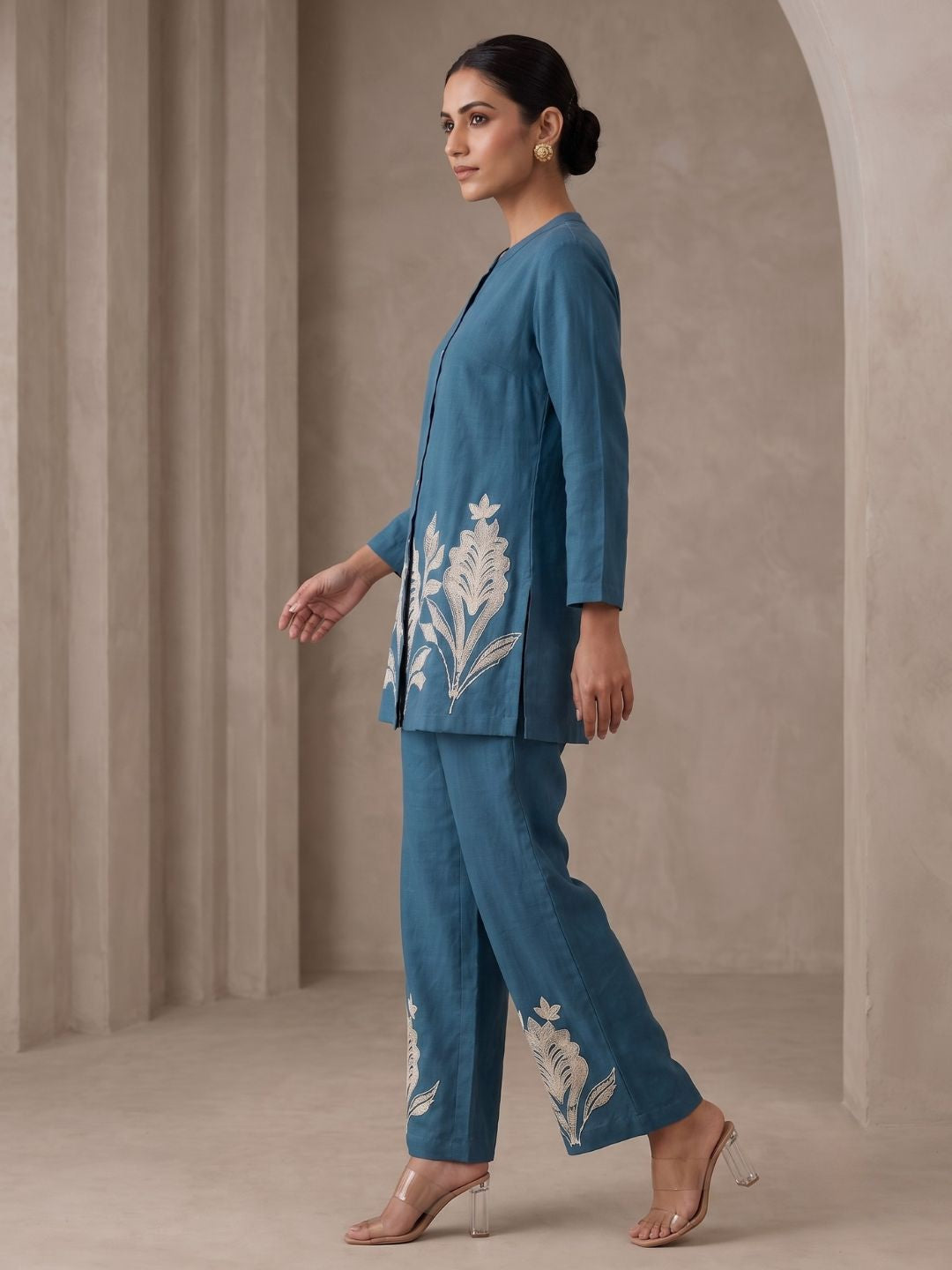 Lipi Cobalt embroidery cotton co-ord set