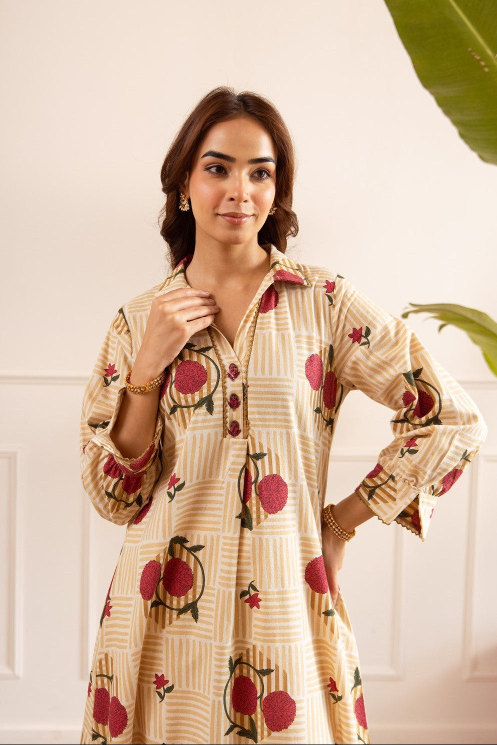 Karen sand Cotton kurta pant set