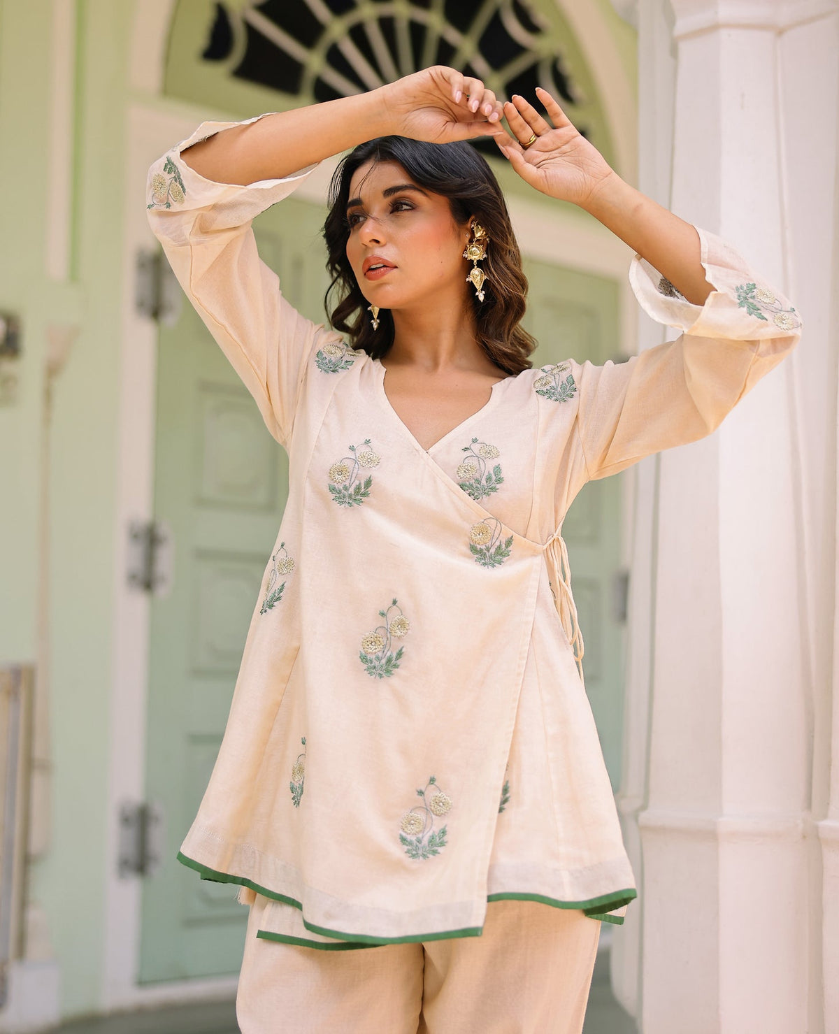 Mahira Beige Mul Chanderi Kurta Set