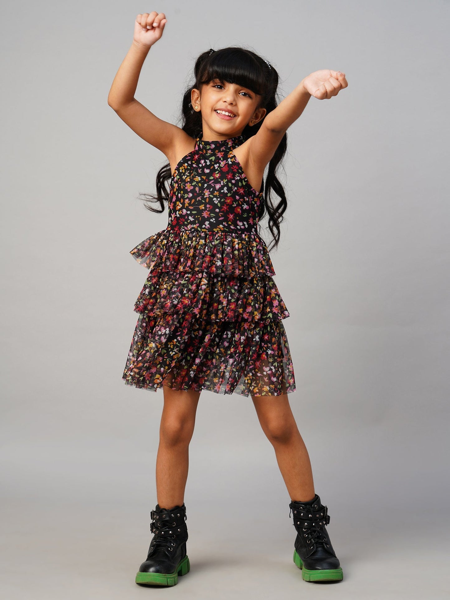 Razzle Dazzle Girls Black Georgette Party Dress