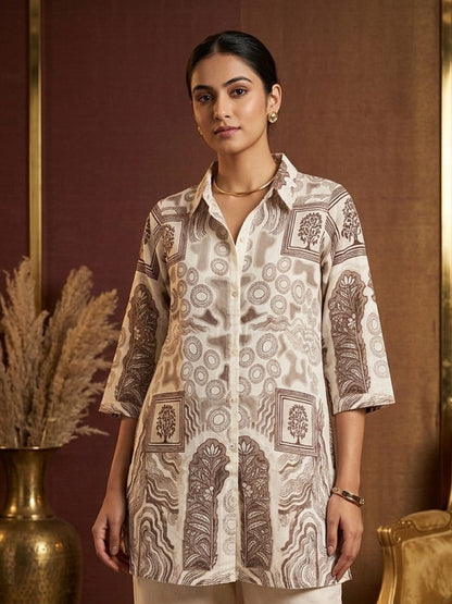 Akshara tan printed co-ord set