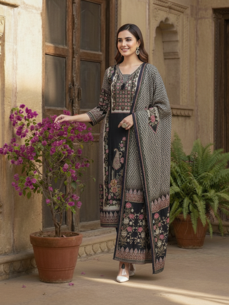 Reet Coal Printed Suit Set