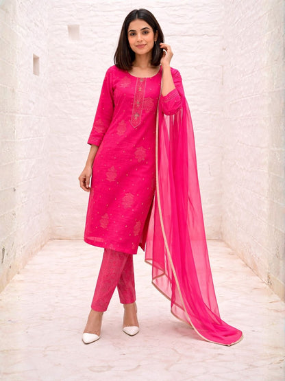 Shanti Raspberry Work Suit Set