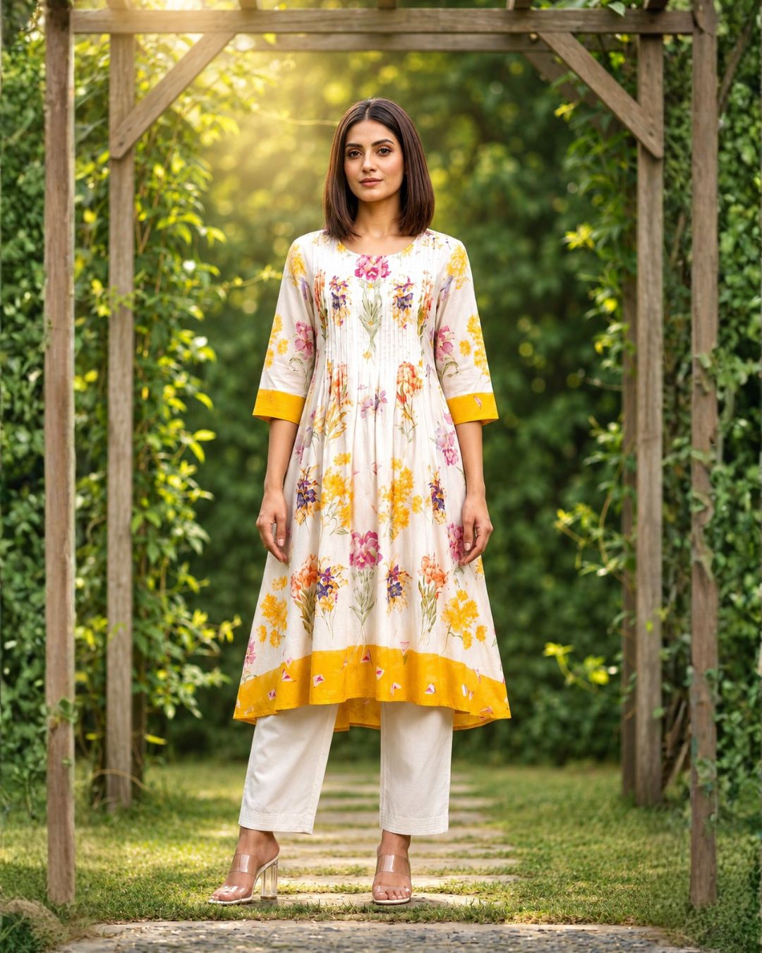 Hemal Amber Floral Cotton Kurta Pant Set
