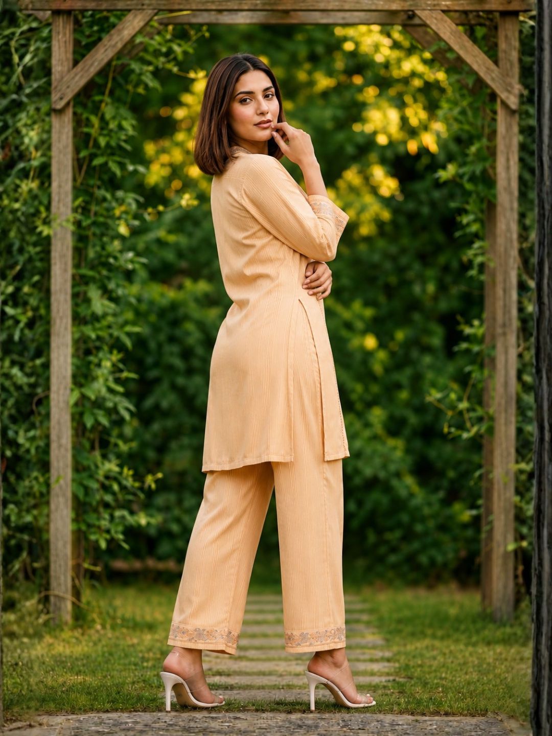 ITI CORAL COTTON KURTA PANT SET