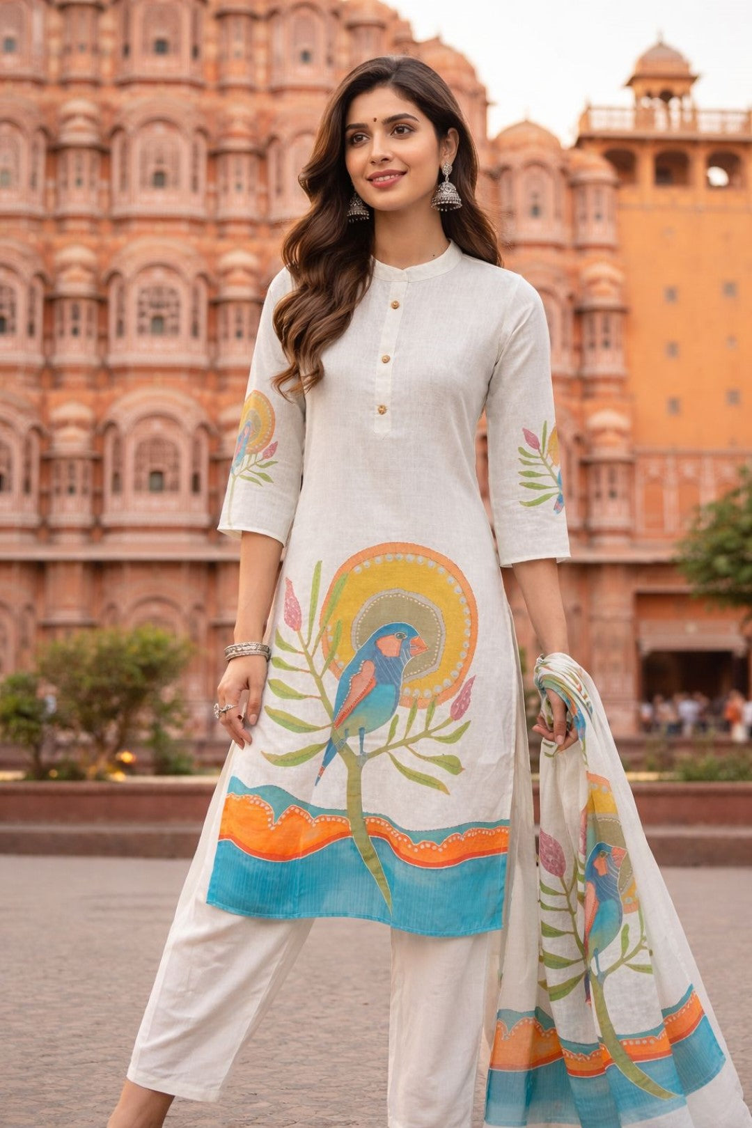 Gaur buff cotton suit set