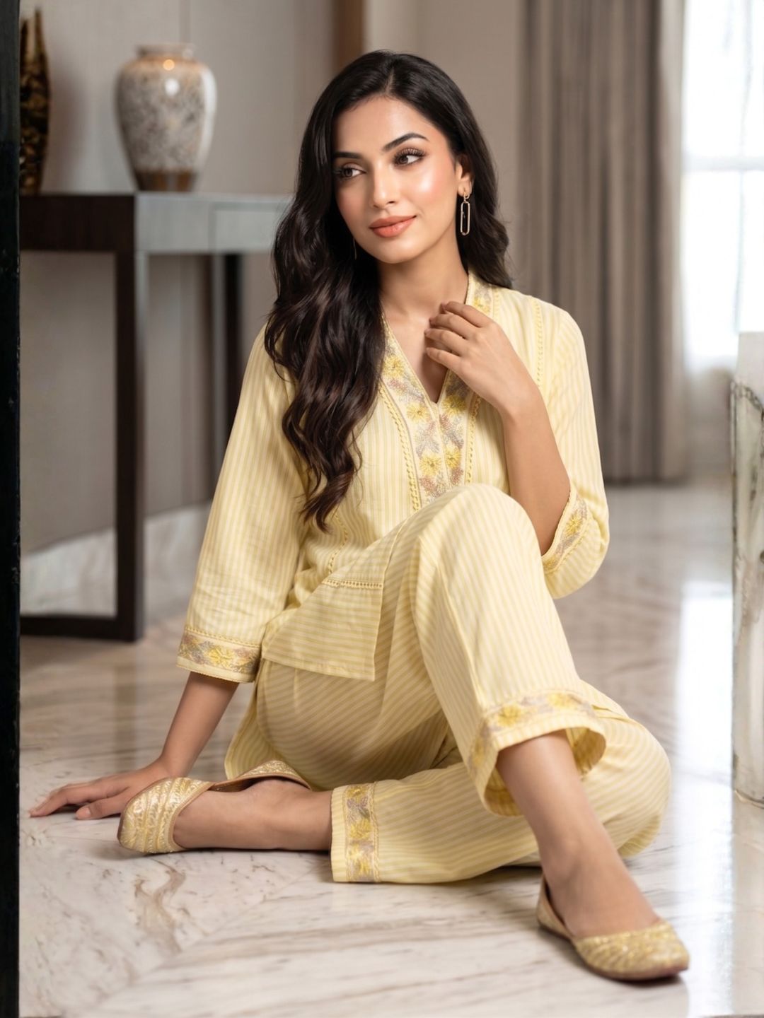 ITI DAFFODIL COTTON KURTA PANT SET
