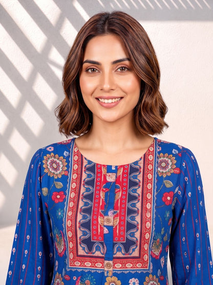 Maurya Cobalt Premium Muslin Kurta Set