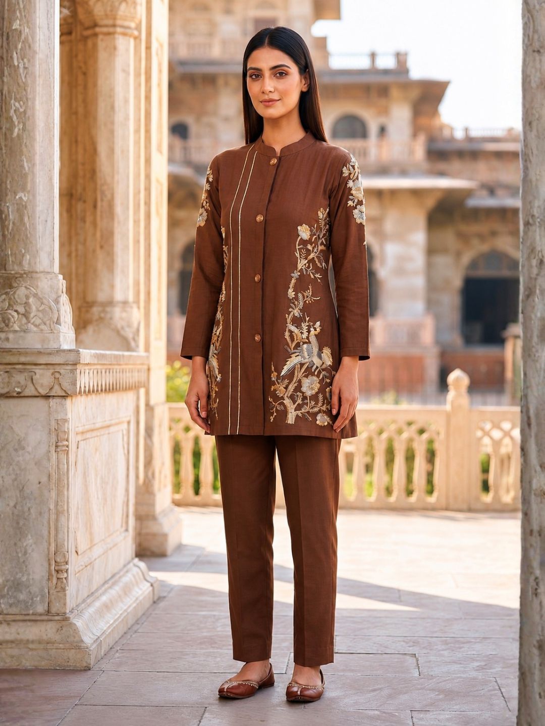 Gaur Tuscan cotton embroidery co-ord set