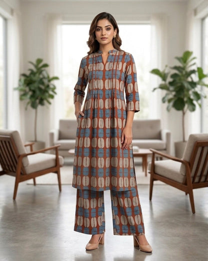 Akshara Heather Printed Cotton Kurta Pant Set