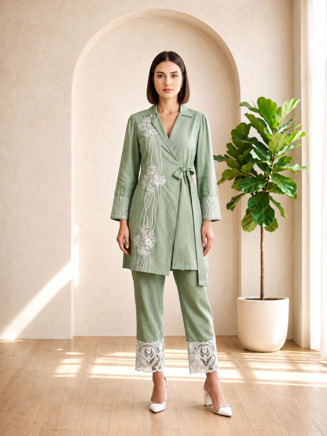 Selena Pasteli Embroidery Co-ord Set