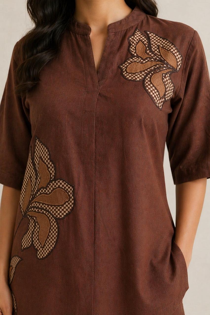 Drona russet embroidery cotton co-ord set