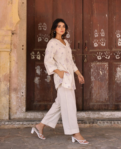 Bloomy Off White Flex Coord Set