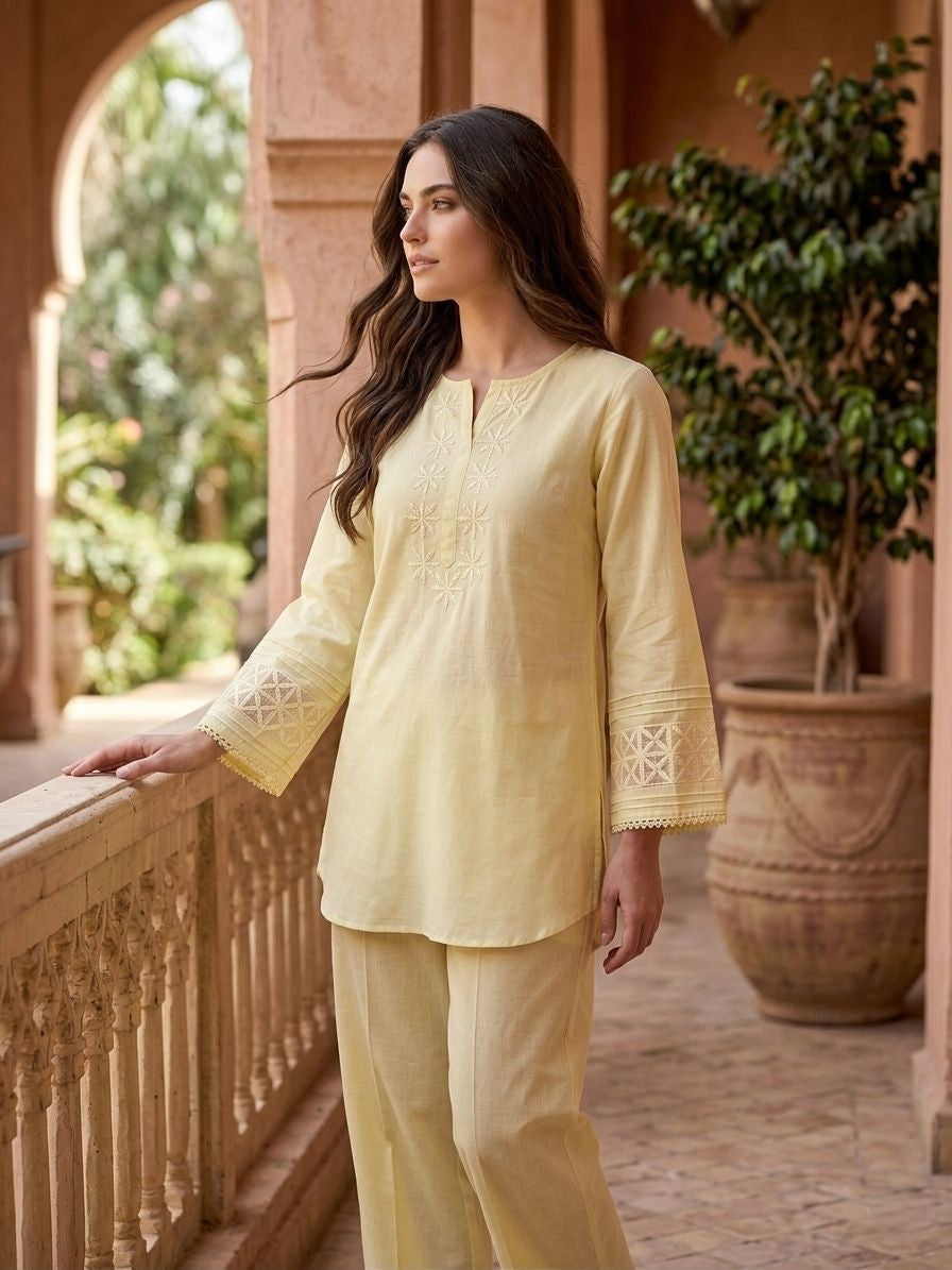 Prisha Corn embroidery cotton co-ord set