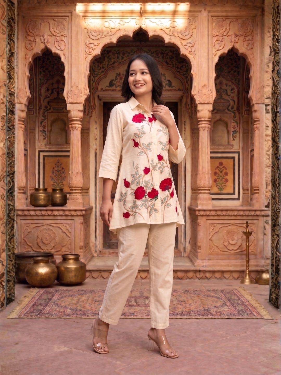 SNEHA ANGEL EMBROIDERED COTTON CO-ORD SET