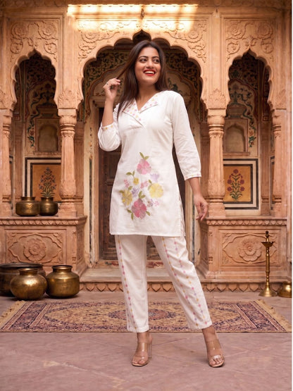 Darika Vanilla Embroidery Co-ord Set