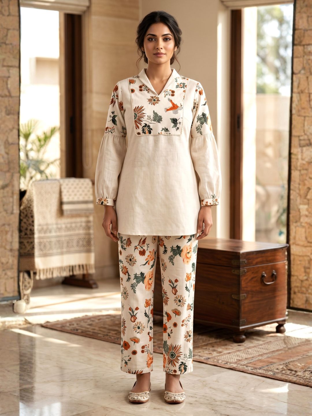 Rashmika Pearl Cotton Co-ord Set