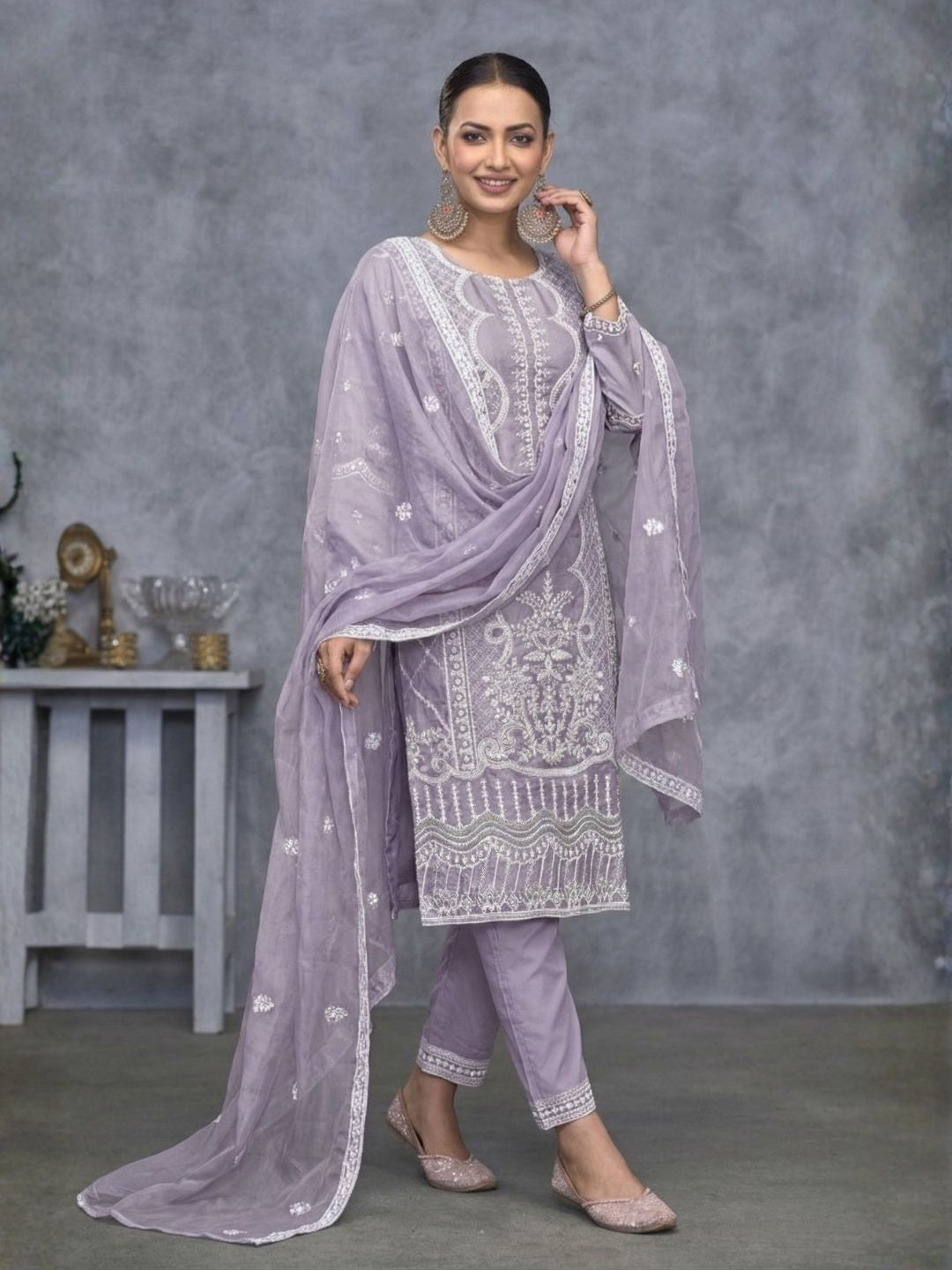 Mayuri Lavender Heavy Full Work Suit Set