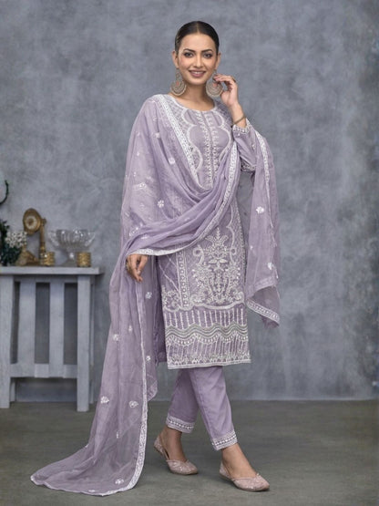 Mayuri Lavender Heavy Full Work Suit Set